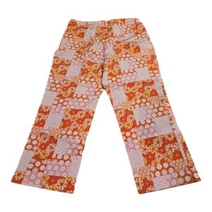 Harrod's Pink and Orange Straight Leg Floral Patchwork Pants Women's Size‎ 12